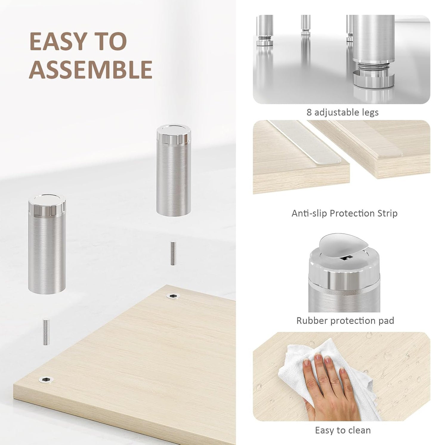 AX Waber Dual Monitor Riser - Adjustable Length & Angle, Wooden Stand for 2 Monitors with Storage
