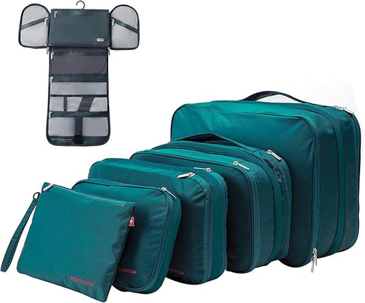 Bee Nesting BeeNesting Waterproof Compression Packing Cubes 5/6/8 sets, Large Travel Packing organizers for Carry on Luggage, 2 Sides Expandable Storage Bags