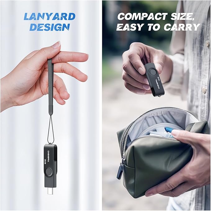 256GB Flash Drive, USB 3.2 Gen 1 Type-C Thumb Drive with 140MB/s Read, 360° Swivel Design, Compact & Lightweight Memory Stick for File Transfer, Photo Backup, and Travel-Friendly Storage