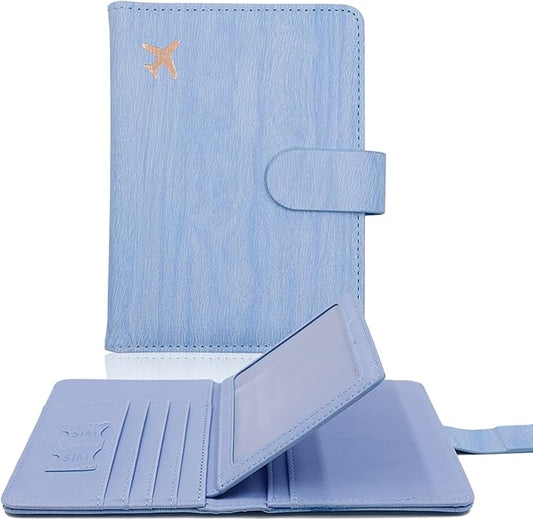 Melsbrinna Rfid Passport Holder for Travel women/Men, Cute Passport Wallet Rfid Blocking Card Slots, Rfid Passport Cover/CaseTravel Wallet, Passport Book Holder (1, Blue4)