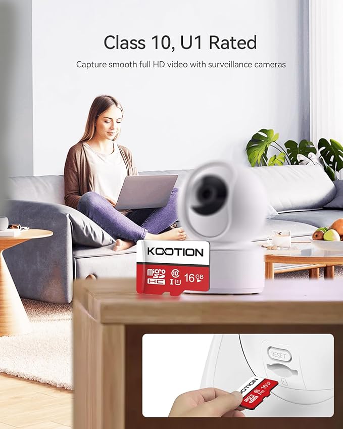 KOOTION 16 GB Micro SD Cards 5-Pack, Class 10 MicroSDHC Flash Memory Card, U1, C10, TF Card with Adapter