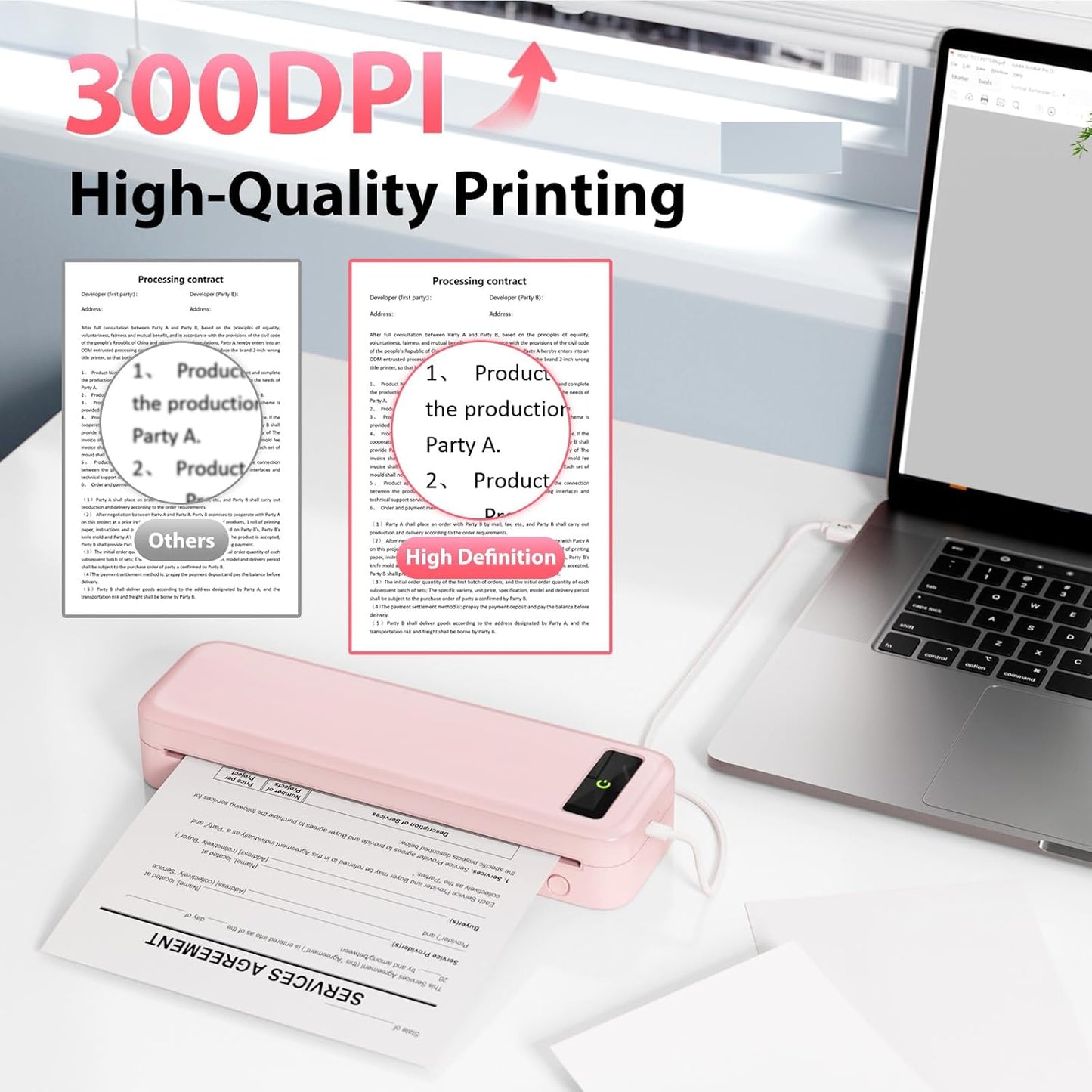 COLORWING Portable Printer Wireless for Travel, M835 Bluetooth Thermal Printer for iOS Android, 8.5" x 11" US Letter Mobile for Laptop, Vehicle Home Use, School