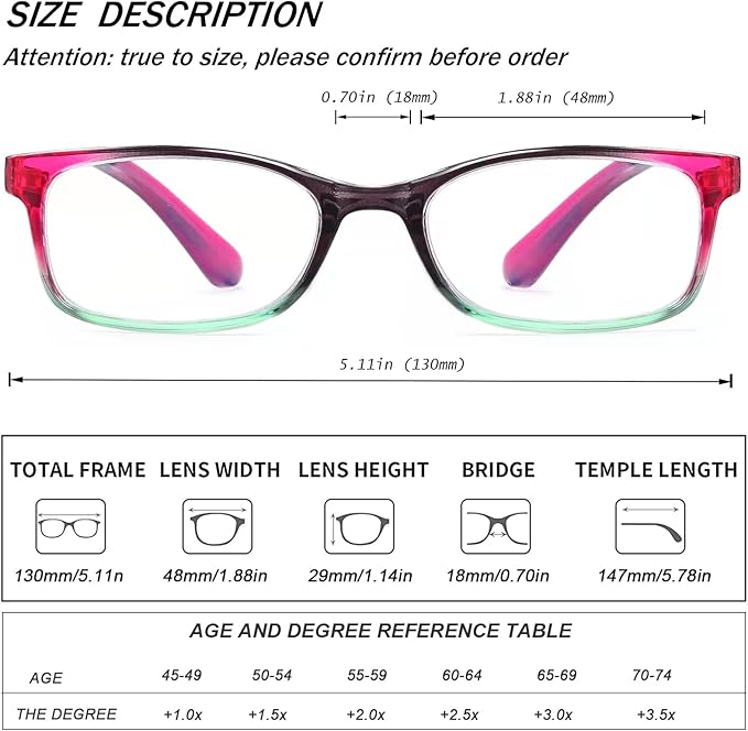 EYEURL Reading Glasses for Women, 2 Pack Blue Light Blocking Readers Lightweight Filter UV Ray/Glare Anti Eyestrain 2.0