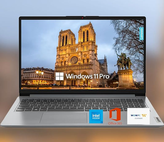 Lenovo 15.6" HD IdeaPad Anti-Glare Screen w/ 1 Year Microsoft 365, 384GB SSD, 20GB RAM, Windows 11 Pro, WiFi 6, HDMI, USB-C, Intel Processor, SD Card Reader, Up to 9.5 Hours Battery Life, w/WOWPC USB