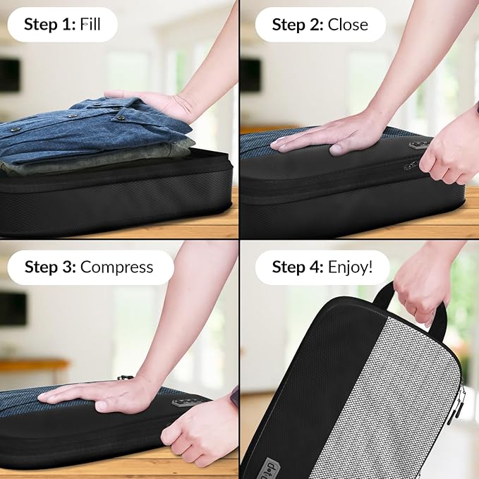 Dot&Dot 4pc Medium Compression Packing Cubes for Travel - Luggage Packing Organizers - Travel Packing Cubes for Suitcases