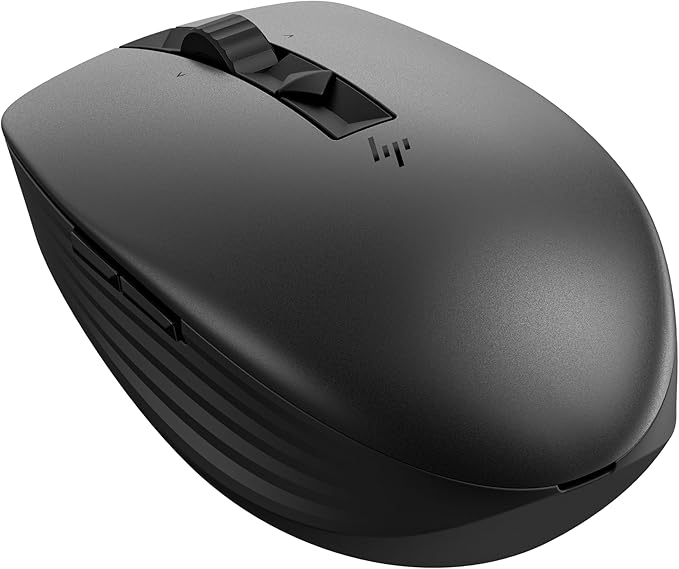 HP 710 Rechargeable Silent Mouse - for Computer or Laptop, Type USB-C Batteries - Multi-OS/Device Compatible - Bluetooth or 2.4 GHZ Dongle - 6 Programmable Buttons - Ambidextrous (6E6F2AA#ABL, Black)