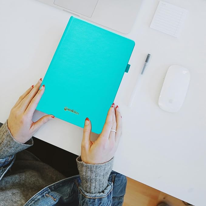 Password Book with Individual Alphabetical Tabs Laminated, Large Print Password Keeper Book for Seniors, A5 Hardcover Internet Password Log Book to Record Website Login Details - Aquamarine