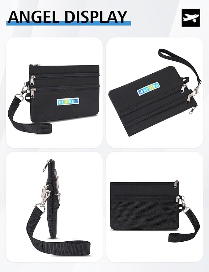 Peicees World Travel Essentials Currency and Passport Organizers Cash Cards Tickets Holder RFID Blocking Wallet, Black