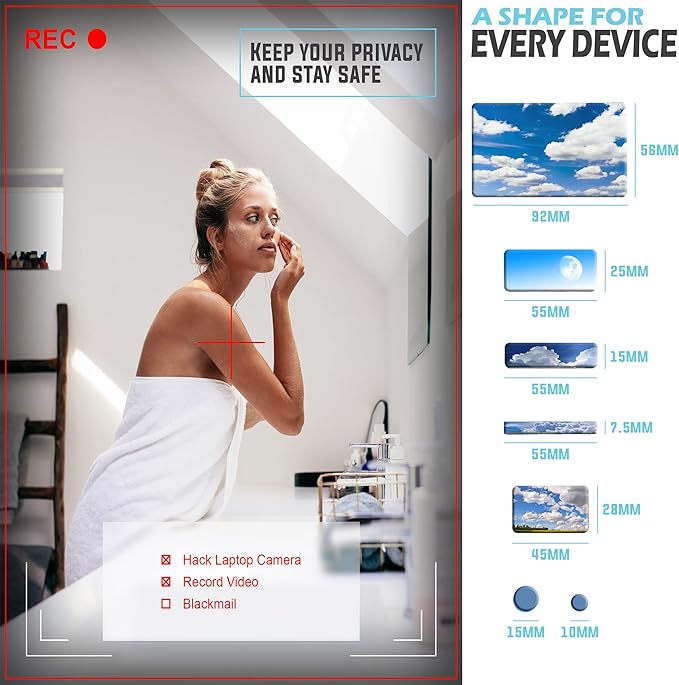 Webcam Covers - Laptop Webcam Cover - Tablet Webcam Covers - Smart TV & for Every Size Webcam on Any Device - Reusable/Multi-use – Protect Your Privacy with Gecko (Sky)