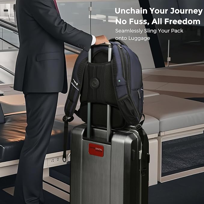 Swissdigital Design TSA Business Laptop Backpack For Men,Travel Backpack With USB Charging Port,College Tech Backpacks With RFID Pockets Presents For Men Fits 15.6 Inch Computer Blue | TERABYTE