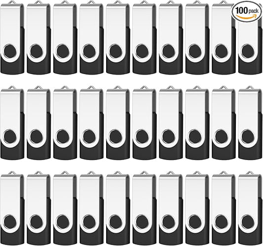 AreTop USB 2.0 Flash Drive 2GB, Pack of 100 Thumb Drives Bulk Memory Sticks, Portable Keychain Jump Drive Multipack for Data Storage (2GB,black-100pack)