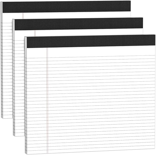 3 Pack Legal Pads 11 x 9.5 College Ruled White Paper Note Pad Narrow Ruled 30 Sheets Notepads Perforated Writing Pad Clear Print Horizontal Pads of Paper