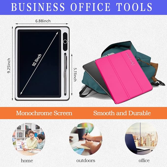 LCD Writing Tablet 10 inch Electronic Handwriting Pad Doodle Board with Leather Protective Case Christmas Birthday Gifts for Adults at Home Business Office(Pink)