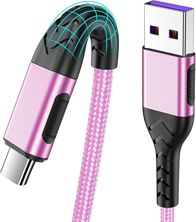 Durcord 2Pack 3ft USB A to USB C Cable, USB Type C Cord Cable for Android Phone Pad Laptop, Type C Charger Braided Compatible with iPhone 15 Pro/Plus/Max/Android/Phone/Pad-Rose Gold