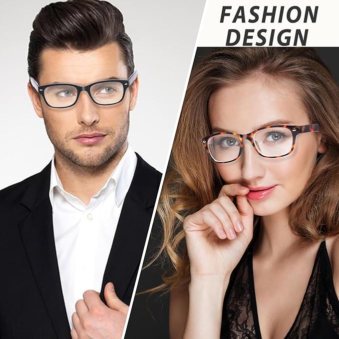 6 Pack Reading Glasses for Women Men Blue Light Blocking Spring Hinge Computer Readers, Anti Eyestrain/Glare