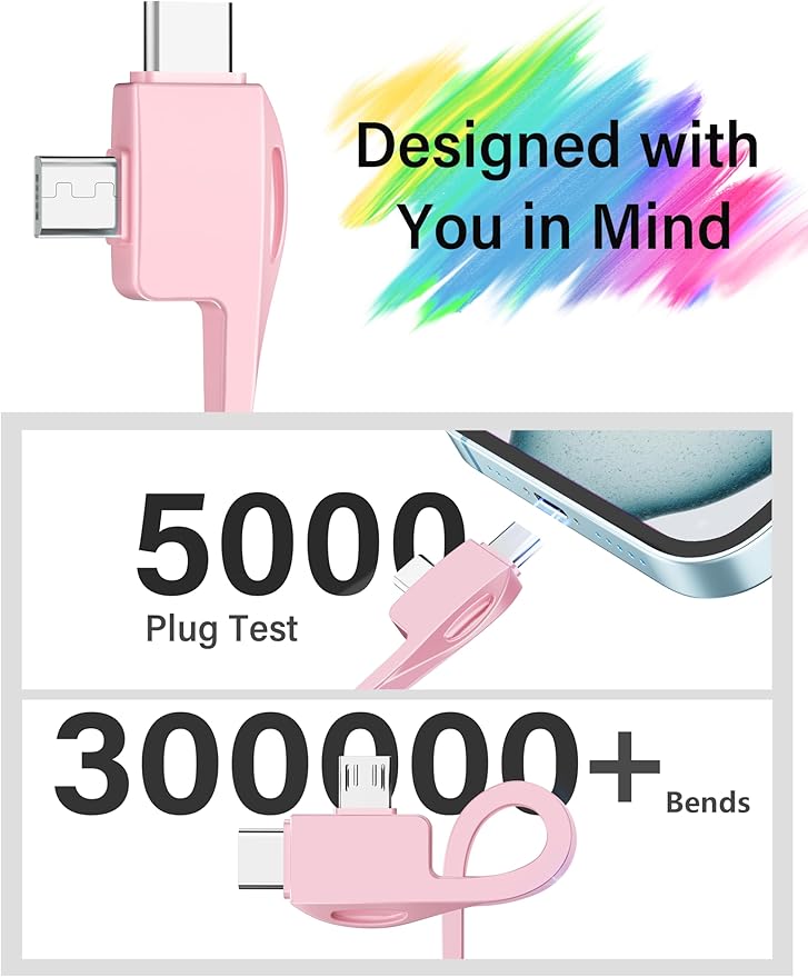 TG90° 10000mAh External Battery Pack with Built-in AC Wall Plug, Compact Cell Phone Portable Charger with Cables Power Bank Compatible with iPhone and Android Devices