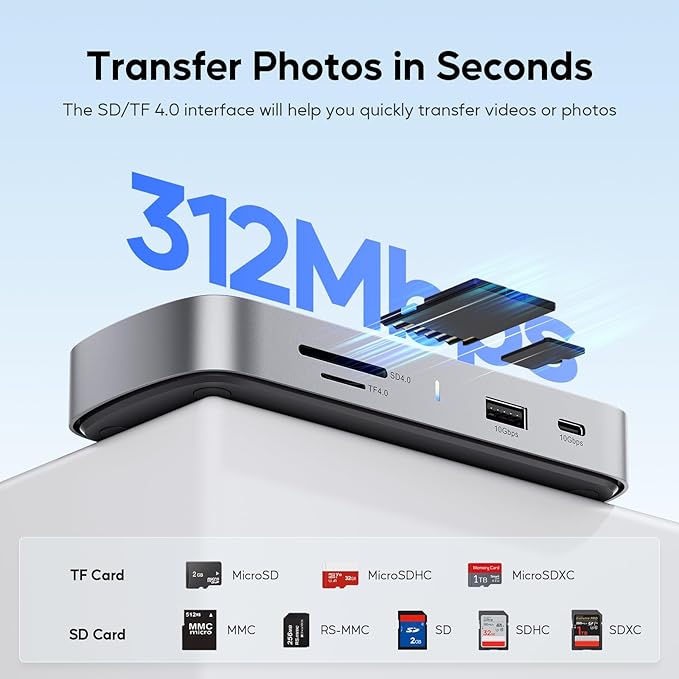 Laptop Docking Station, 9 in 1 USB C Mini Dock with 4K@120Hz/8K@30Hz HDMI, 2.5G LAN, 100W PD, USB A/C 10Gbps, SD/TF 4.0, USB C Hub Compatible with Thunderbolt 3/4 and Full-Type-C Laptops