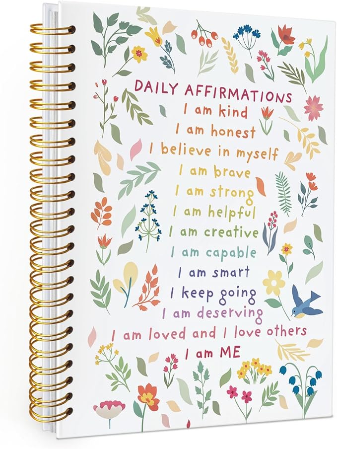 Wheatwin Positive Affirmations Gifts, Daily Affirmations for Women, Inspirational Gifts for Women Girls Teen, Motivational Floral Wildflower Notebook Journal, 5.5x8.3