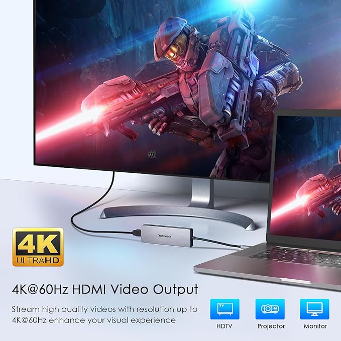 USB C Hub 10-in-1 with 4K HDMI Adapter, SD/TF Card Reader, 100W PD Charging, 2 USB 3.0 Ports, and 3 USB 2.0 Ports for MacBook Pro/Air, Dell XPS, Lenovo ThinkPad, etc.