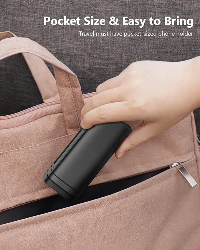 MiiKARE Travel Essentials Airplane Phone Holder, Universal Handsfree Phone Mount for Flying with 360 Degree Rotation, Travel Must Haves Phone Stand for Desk, Tray Table, Black&Black&Black