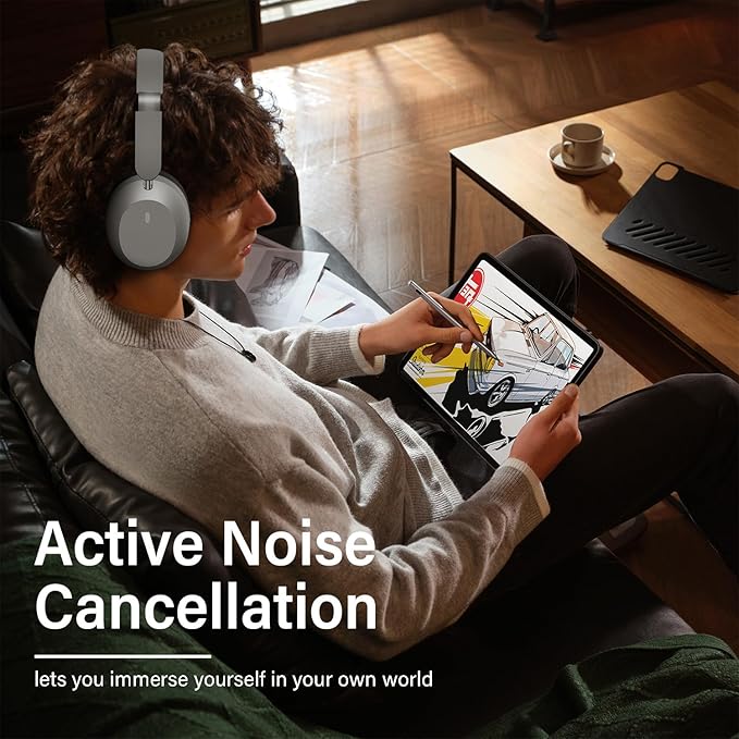 Wentronic Y05 Bluetooth Headphones Wireless Over Ear Noise Cancelling with Microphone 48 Hours Playtime, High Sound Quality Foldable Soft Earpads Earphones for Travel-Silver