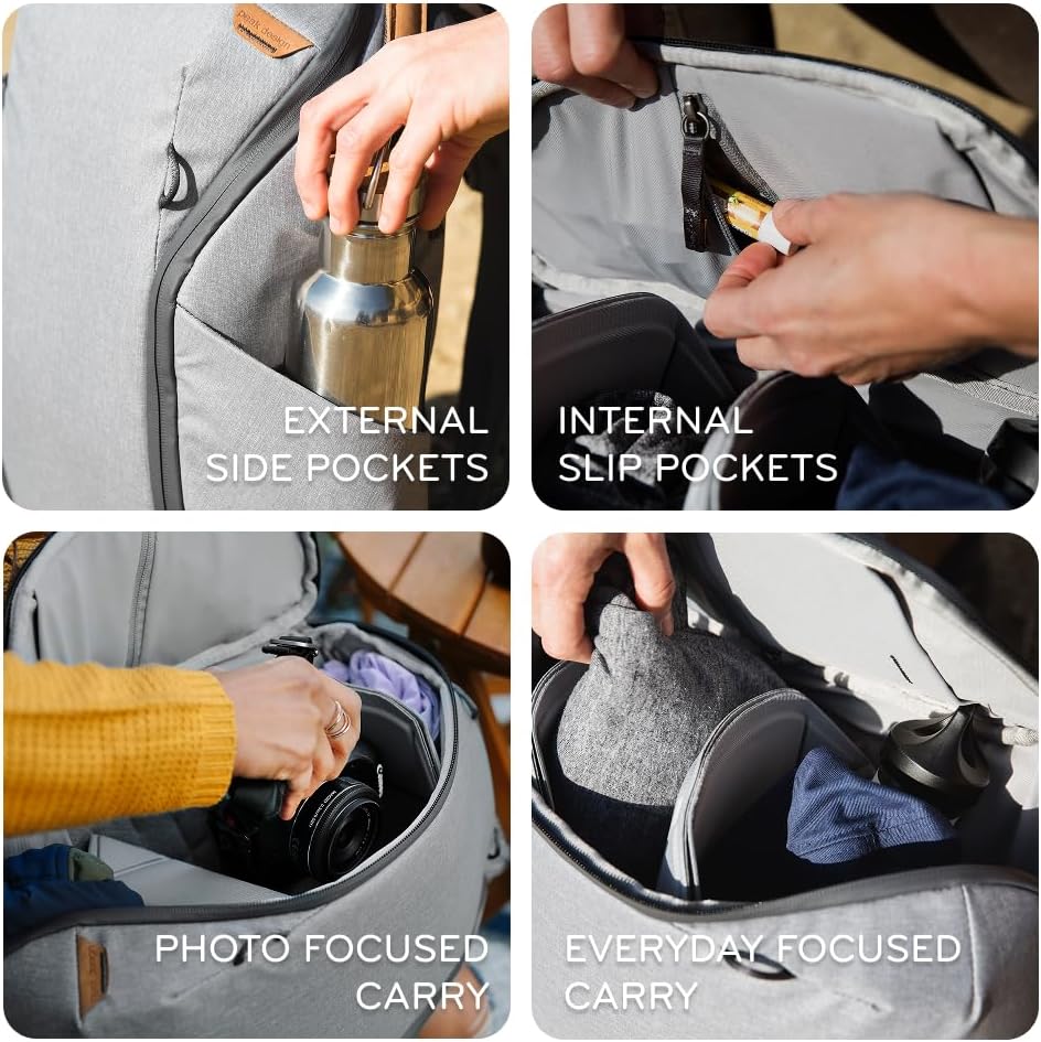 Peak Design Everyday Backpack Zip 20L, Eclipse, 270-Degree Zip, Dual Side Pockets, FlexFold Dividers, Fits 15" Laptop, For Camera Carry, Daily Commutes or Travel, Versatile Backpack for Men and Women