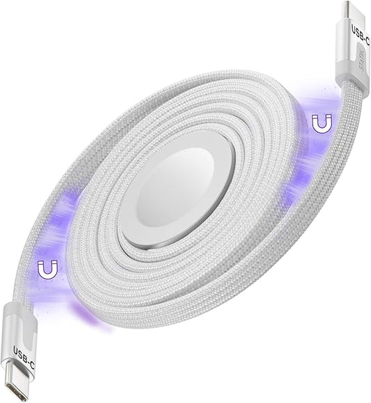 Statik MagStack Duo 2 in 1 USB C to USB C Cable Charging Station for SmartWatch & Phone, Magnetic Type C Charger Fast Charging Cord, Compatible w/Apple Watch & iPhone 15/16, Galaxy S21, 3FT