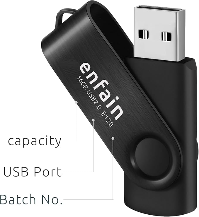 Enfain 10-Pack of 32GB USB 3.0 Flash Drives Write Speed Up to 25MB/S Read Speed Up to 90MB/S (All Black)