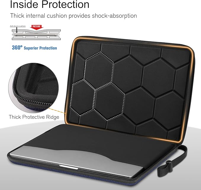 FINPAC 15.6-inch Hard Laptop Sleeve Case Compatible with 15.6 Inch Acer Aspire, Shockproof Computer Carrying Case for HP Dell Razer Samsung Laptop Chromebook, Navy