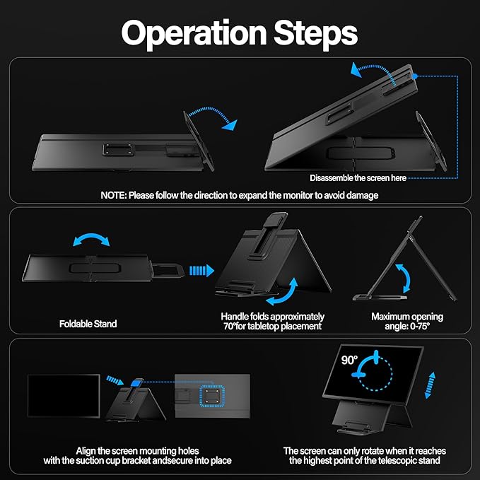 23.8" Large Portable Monitor, 1080P FHD 100Hz Laptop Screen Extender, IPS 125% sRGB, Extra USB Hub for Office Gaming with Detachable Stand, Travel Monitor for Window, MAC, Xbox, Switch
