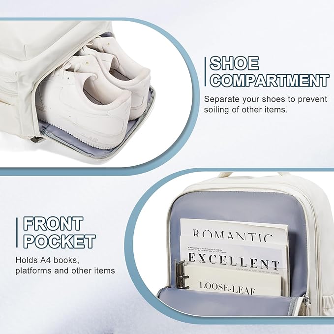 VECAVE Carry On Backpack for Women, Airline Approved Large Travel Backpack Flight Approved, Waterproof 14 Inch Laptop Backpack Business Work Backpacks Bag Men Mochila De Viaje Beige.