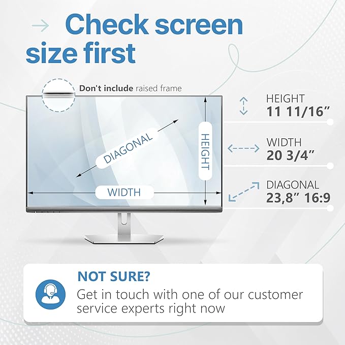 VINTEZ 23.8 Inch 16:9 Privacy Screen for Computer Monitor and Laptop - Anti Glare Protector Film Blue Light Filter Eye Protection - Computer Screen Privacy Shield, [1 Pack]