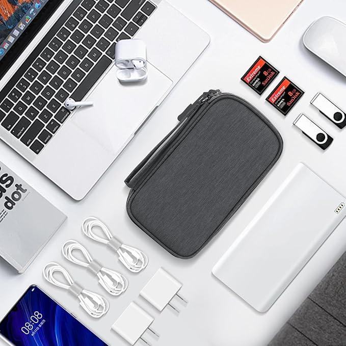 Skycase Pencil Bags with zipper - Double Layers Waterproof Pencil Case Small, Pencil Pouch Case Aesthetic for College Student Teen Adults, Travel Essentials, Electronics Organizer Travel Case, Grey