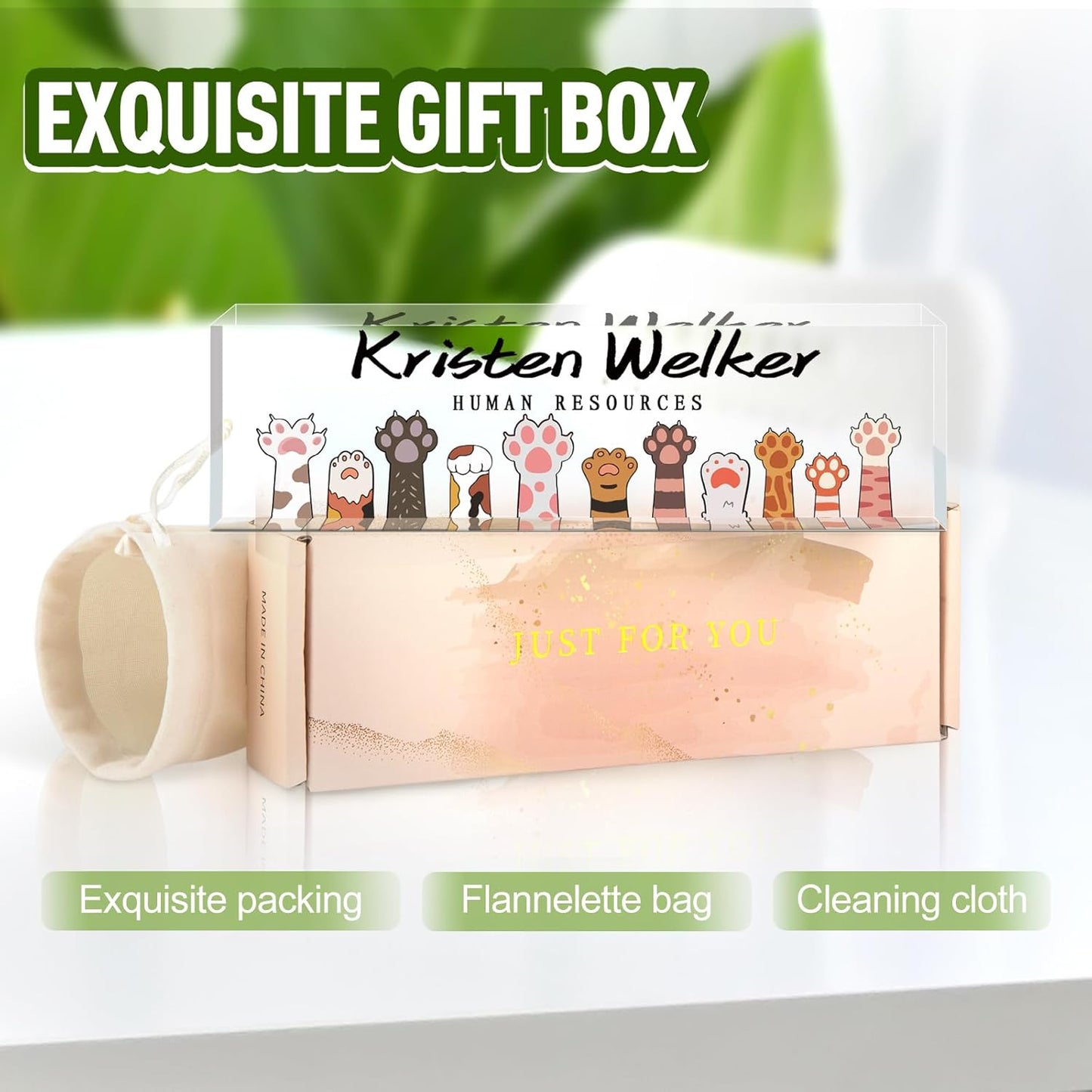 Gowellly Office Desk Name Plate Personalized - Custom Cute Desk Accessories Acrylic Name Plates for Desk - Employee Appreciation Gifts - Office Gifts for Teacher,Boss,Nurse,Women