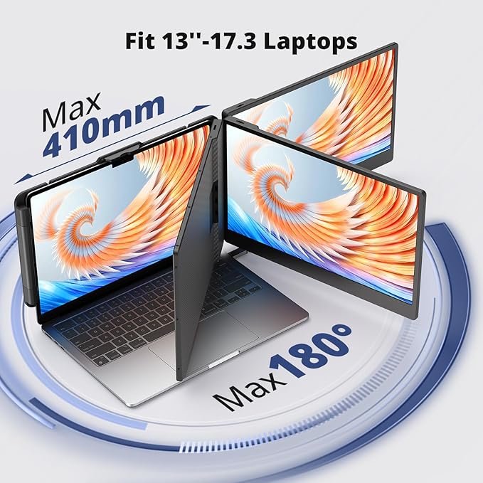 Laptop Screen Extender, FHD 1080P IPS 14" Laptop Monitor Extender, Plug and Play HDMI/Type-C - Compatible with Windows, Mac, Android, Chrome, Xbox, Switch, PS5, Work with 13”-17” Laptops