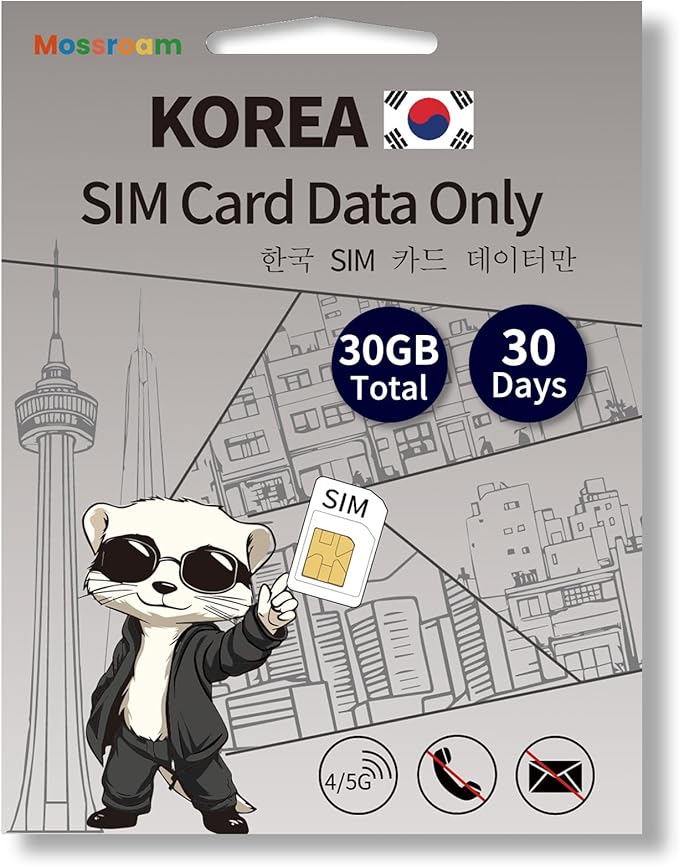 Korean SIM Card-High Speed 4/5G LTE for Fast Browsing,30 Days Plan,30GB Prepaid Data Total, 3 in 1 SIM Card for Korea Business Travelers