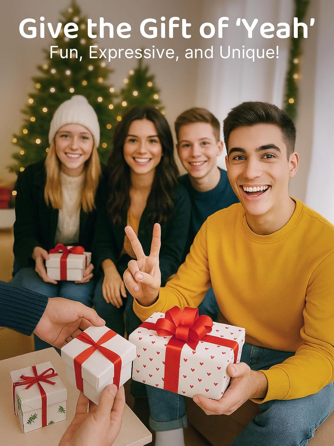 Stocking Stuffers for Teens Girls Boys Kids Cell Phone Stand: 2 Pack Upgrade Adjustable Peace Sign Thumbs Lazy Phone Holder for Desk Gadget Birthday Gifts for Women Men Adults (Hot Pink&Orange Yellow)