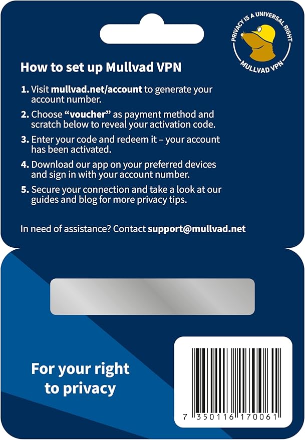 Mullvad VPN | 6 Months for 5 Devices | Protect Your Privacy with Easy-To-Use Security VPN Service