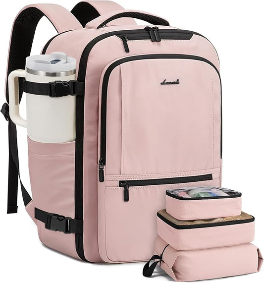 LOVEVOOK Travel Backpack for Women & Men, 60L Large Carry On Backpack Airline Approved, TSA Personal Item Weekender Bag, Water Resistant Laptop Backpacks with 3 Packing Cubes for Travel Essentials