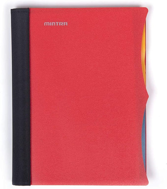 Mintra Office Durable PREMIUM Spiral Notebook, ((Red, 2 Subject (6in x 9.5in)), Wire, Fabric Covered Coils, No Snags, Removable Adjustable Pocket Dividers, Ruler, Organization, Customizable