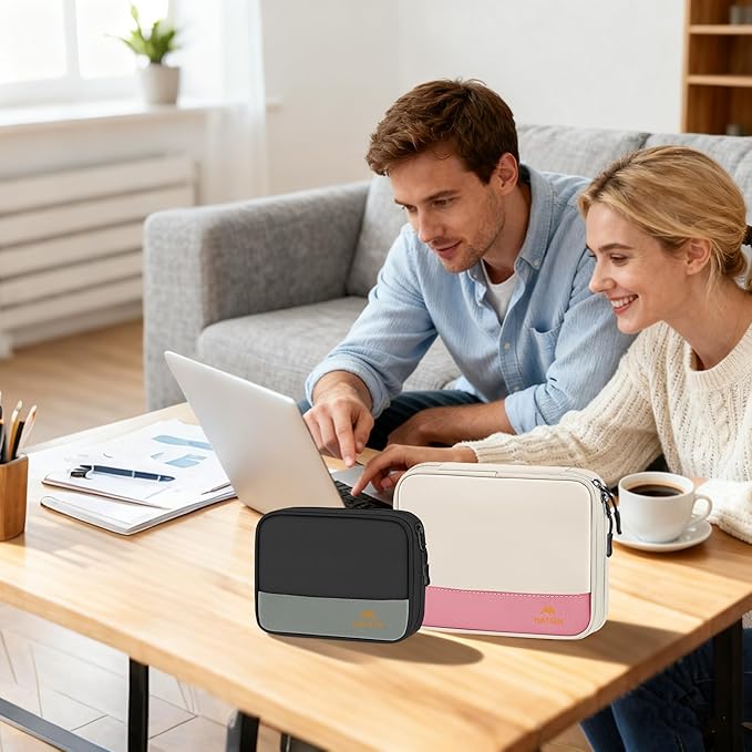 MATEIN Tech Organizer Travel Case 2 Pack, Water Resistant Charging Cord Organizer for Travel Accessories, Portable Electronics Bag for Purse, Cable, Earphone & Wireless Mouse, Gifts for Women & Men