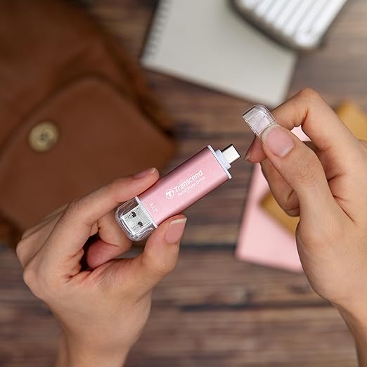 Transcend 2TB External SSD, Up to 1,050MB/s, Dual USB Flash Drive for iPhone17,16,15/ Pixel/Android Phones/Tesla/iPad/Mac/Steam Deck/ROG Ally/MSI Claw/PS5, 2-in-1 Type C&A, USB 3.2 Gen2 Portable SSD