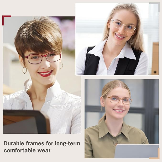 AQWANO Unbreakable Reading Glasses for Women 3 Pack - TR90 Flexible Lightweight Computer Readers (1.75) Blue Light Blocking, Comfortable Clear Frame, Cute & Stylish Designer Eyeglasses