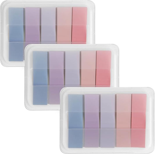 Essex Wares - 300 Pieces - Transparent Sticky Notes Tabs with Case - 5 Light Pastel Colors - 3 Cases - 1.8" x 0.4" - 60 Pieces - Pop Up Index Tabs - Book Flags for Annotating - Book Sticky Tabs