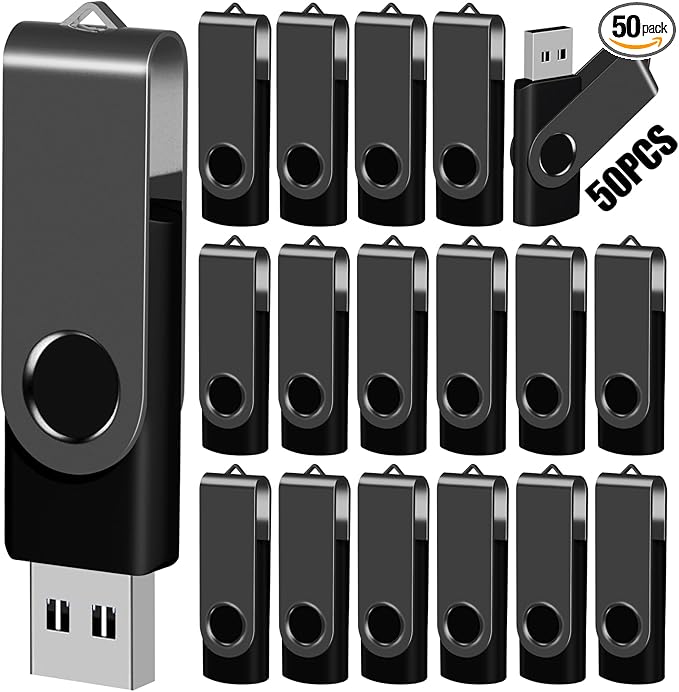 EASTBULL (NOT 128GB) 128MB USB Flash Drive Bulk Thumb Drives 50 Pack with Lanyards USB 2.0 Memory Sticks Zip Drive Pen Drive for Storage and Backup Black 50PCS 128MB