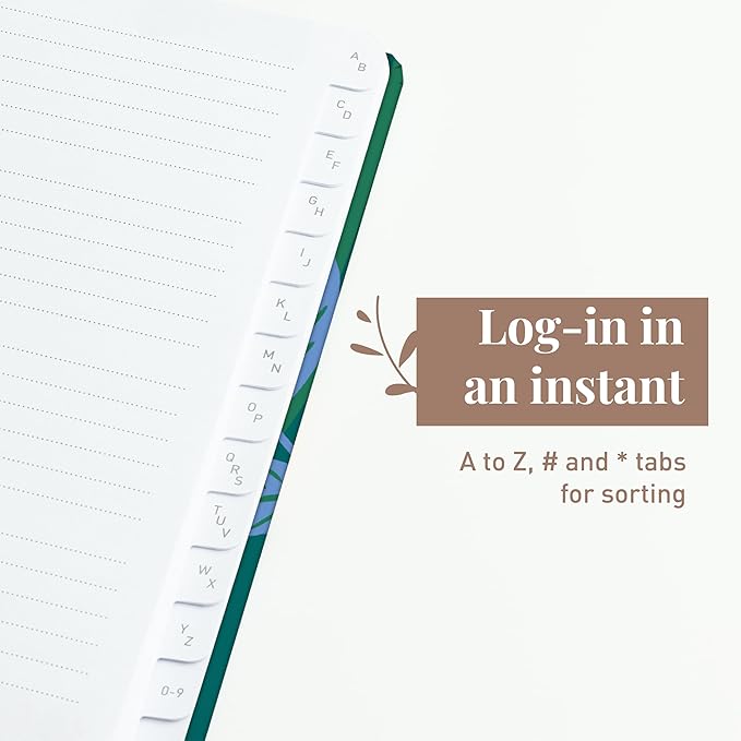 Rileys & Co. Tropical Paradise Password Organizer - Alphabetical Tabs, Easy-to-Use Password Keeper, Ideal for Seniors, Secure Notebook for Internet Logins, Websites, Usernames (8 x 6 Inches)