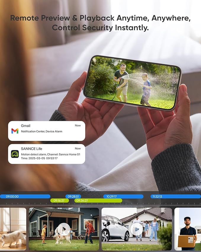 SANNCE 5MP PoE Security System, 8CH 6MP Surveillance NVR with 8PCS 5MP HD Weatherproof Dome Cameras with H.265 Video Compression, Smart IR LED, APP Push Alert, Remote Access (NO HDD)