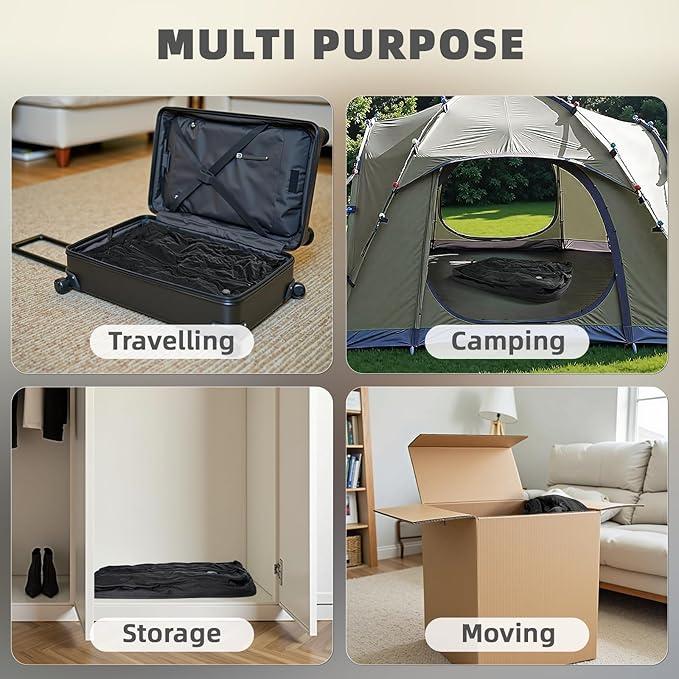 Luvan Travel Vacuum Bags for Luggage, Reusable Space Saver 33L Compression Clothing Packing Storage Organizer Cube for Carry On Suitcases and Backpack, IP67 Waterproof (1PC No Pump)