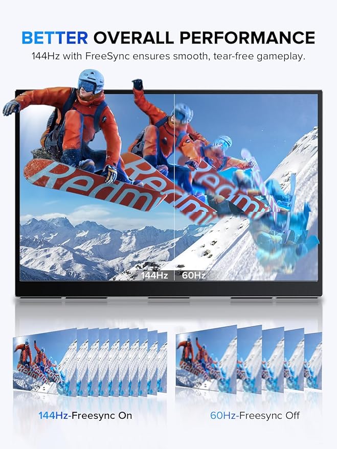 UPERFECT 18" QLED Touchscreen Portable Monitor, 2K 2560×1600 QHD 144Hz, 500 Nits, 100% DCI-P3, FreeSync HDR, Slim Frameless Laptop Display w/VESA & 180° Adjustable Stand, Second Screen for PC Phone