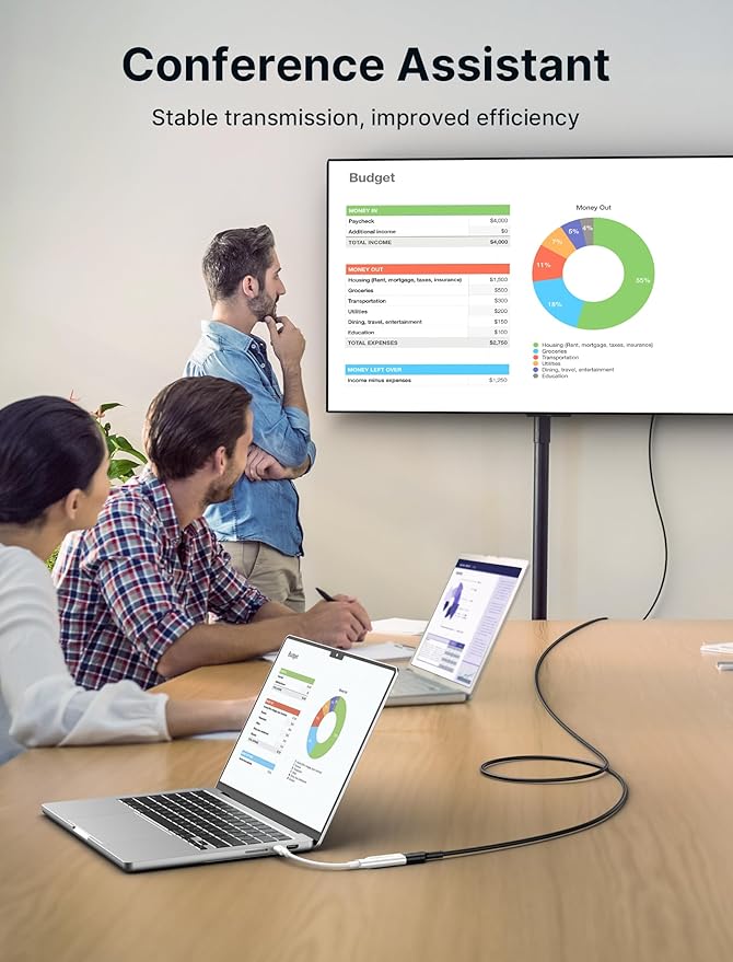 JSAUX USB C to HDMI Adapter, 4K USB Type-C to HDMI Female Adapter [for Thunderbolt 3] Compatible with iPhone 15 Pro, MacBook Pro/Air, Surface, Galaxy S21 S20 Ultra S10 S9 S8, Dell XPS 15-White